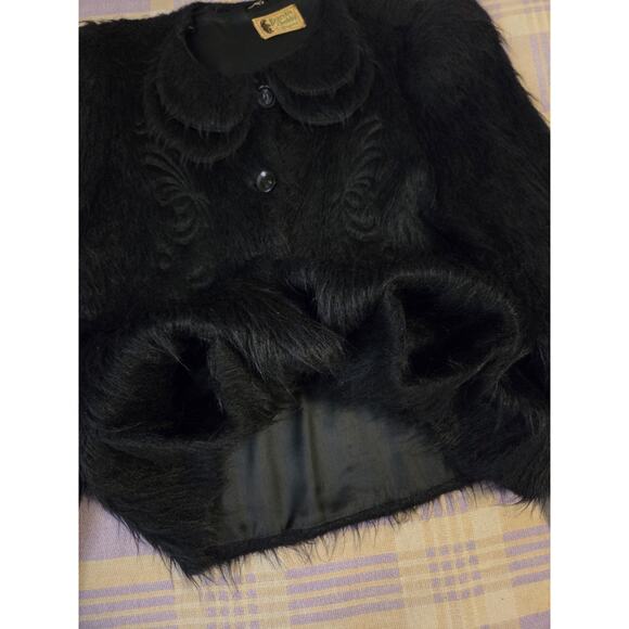 1940s Bearskin Chubby Mohair Cardigan Coat By Regina Hand Knitted Sweater Vtg - Picture 7 of 16